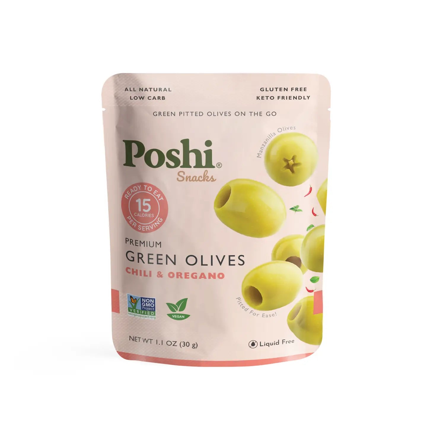 Poshi Pitted Green Olives - Chili & Oregano